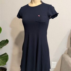 Abercrombie & Fitch Navy Ribbed Tee Dress with Pink Logo
